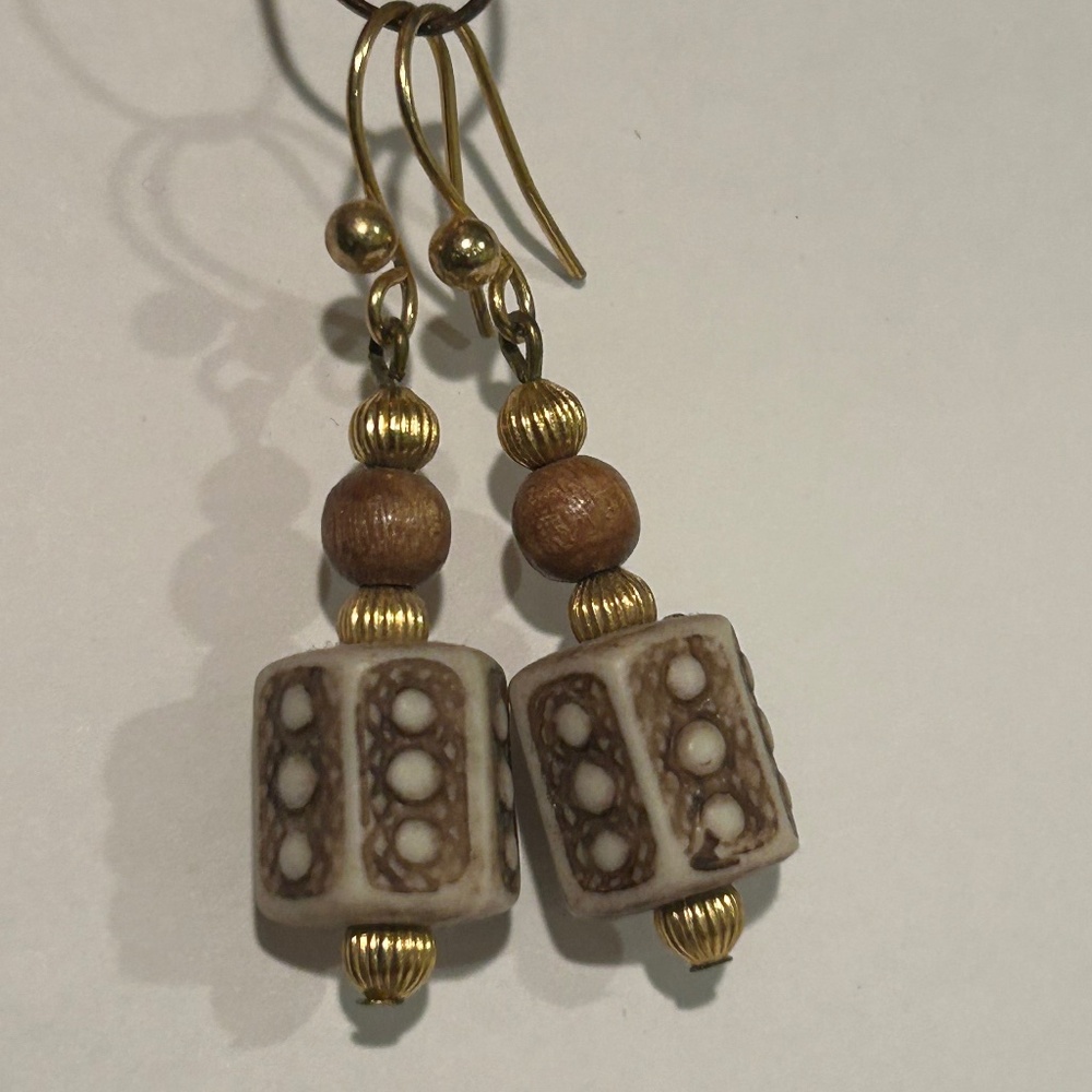 Etched bead earrings